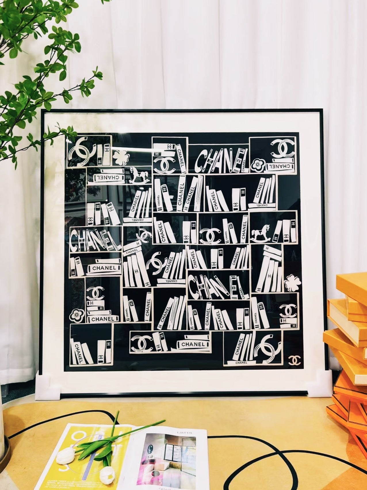 100 X 100cm Signature Scarf Frame with Couture Pattern Matting - Matte Black (PREORDER 6-8 Weeks) - Elysian Frame