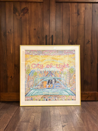 Elegant silk scarf frame by Soleil Royale in gold, designed to showcase silk scarves with a stylish, decorative display.