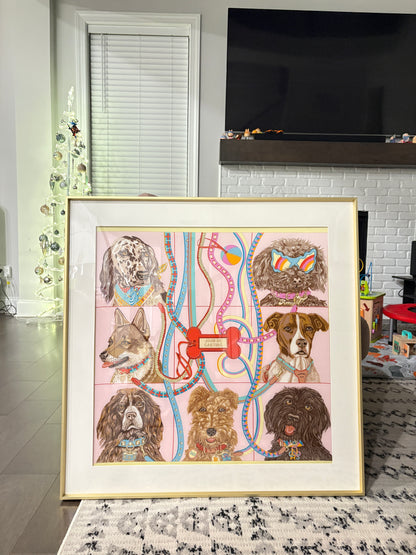 Silk Scarf Frame | Scarf Frame 70| Display Wall Frame for Scarf 70 |Frame an Hermes Scarf | Luxury Scarf Frame | Scarf Frame with Couture Patterned Matting in Gold