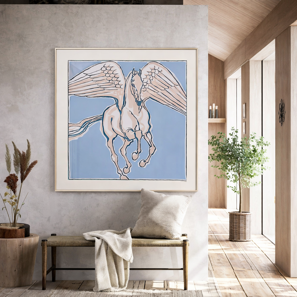 Silk Scarf Frame|Scarf Frame 90|Hermes Scarf Display Wall Frame for Scarf|Frame an Hermes Scarf with Couture Patterned Matting in Sliver (Argent Lumiere) - Elysian Frame