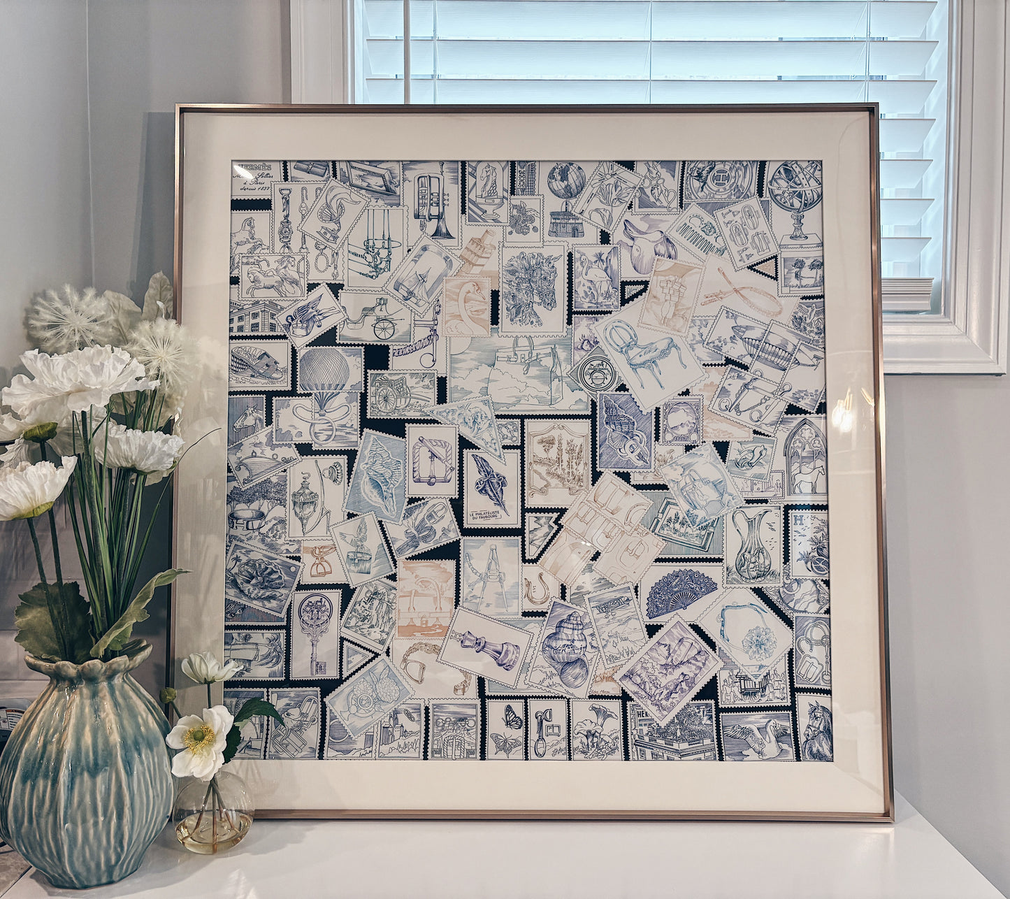 100 X 100 cm Signature Scarf Frame with Couture Pattern Matting - Purple Gold (Aurum Amethyste)