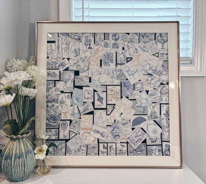 100 X 100 cm Signature Scarf Frame with Couture Pattern Matting - Purple Gold (Aurum Amethyste)