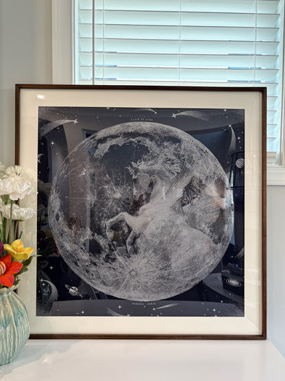 100 X 100 cm Signature Scarf Frame with Couture Pattern Matting - Wood (Monarch Walnut) - Elysian Frame