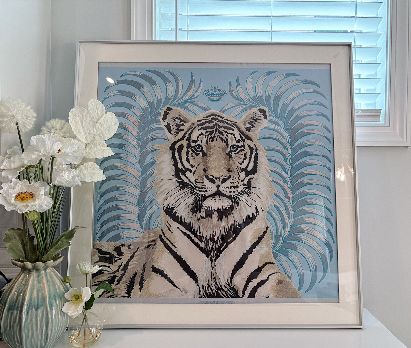 100 X 100 cm Signature Scarf Frame with Couture Pattern Matting - Sliver (Argent Lumiere) - Elysian Frame