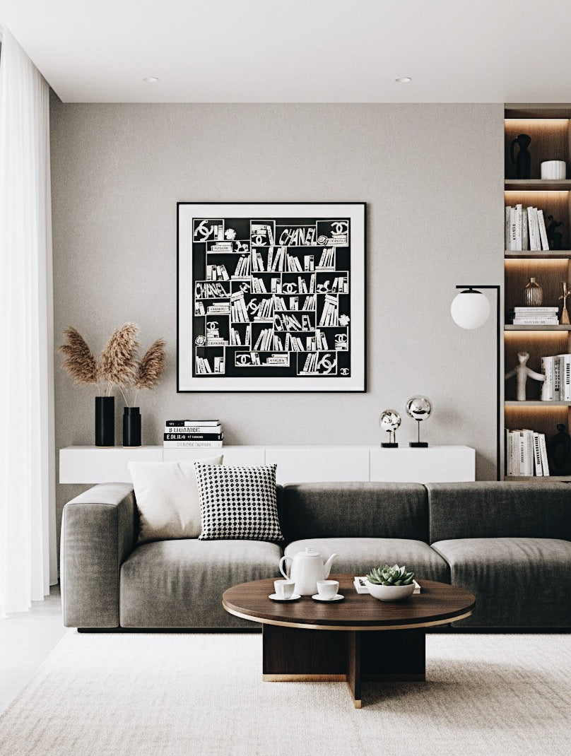 Silk Scarf Frame|Scarf Frame 90|Hermes Scarf Display Wall Frame for Scarf| Frame an Hermes Scarf with Couture Patterned Matting in Matte Black - Elysian Frame