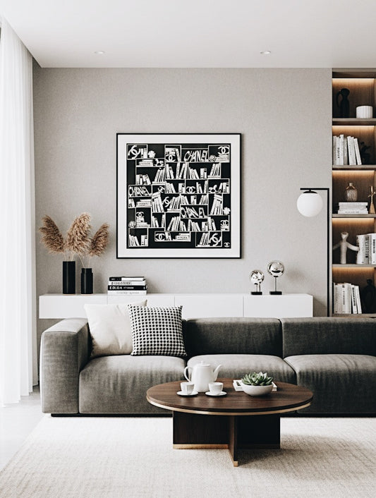 Silk Scarf Frame|Scarf Frame 90|Hermes Scarf Display Wall Frame for Scarf| Frame an Hermes Scarf with Couture Patterned Matting in Matte Black - Elysian Frame