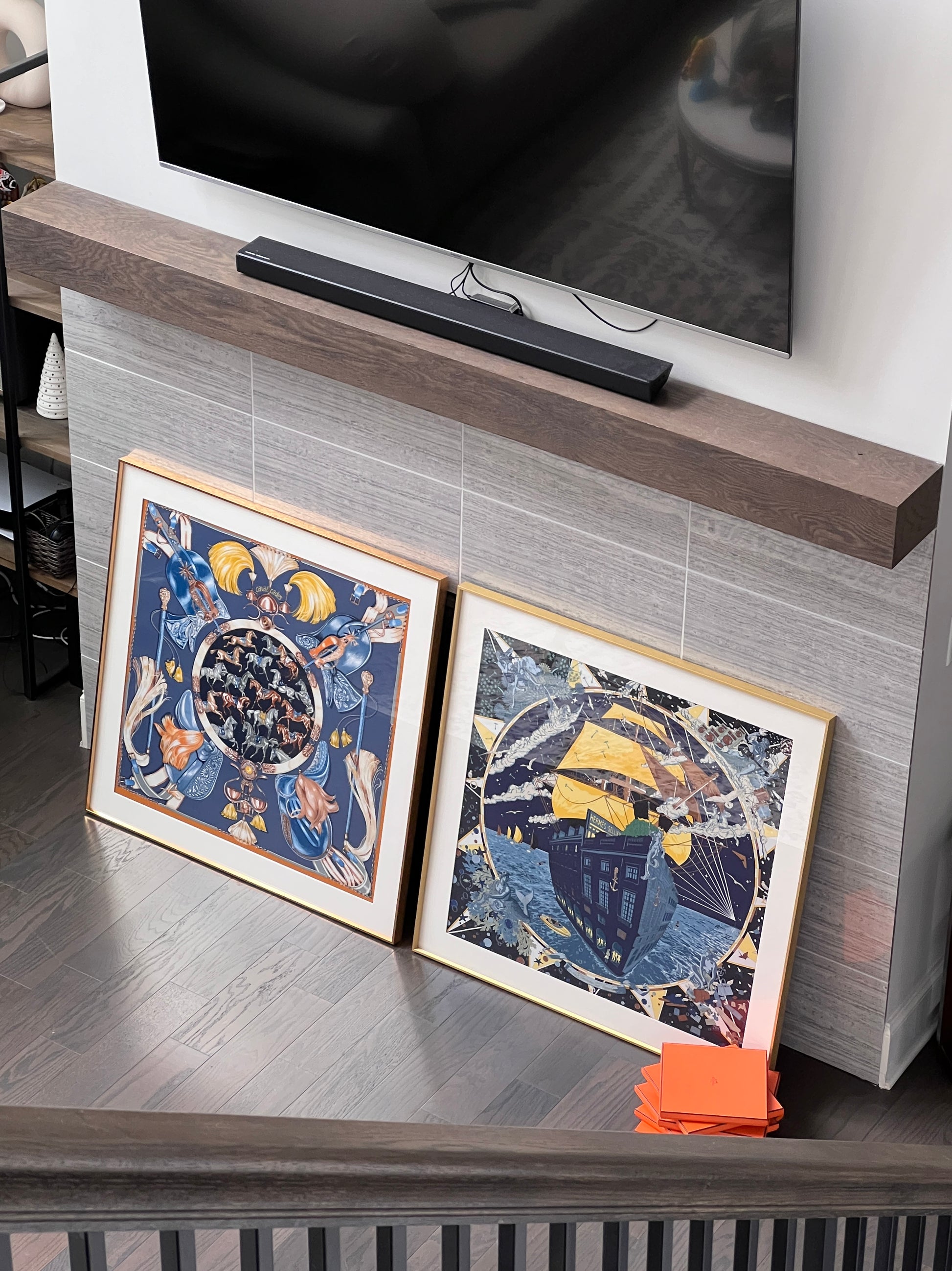 100 X 100 cm Signature Scarf Frame with Couture Pattern Matting - Rose Gold (Rose Imperiale) - Elysian Frame