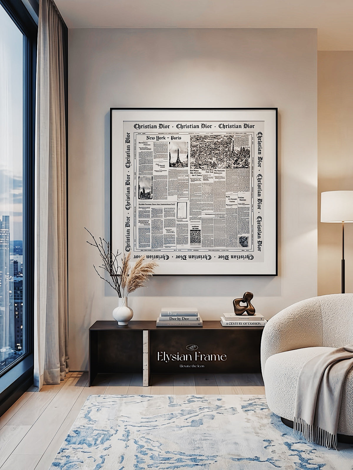 Silk Scarf Frame 90 in Midnight Noir matte black by My Store, showcasing a sleek, elegant frame designed for silk scarves.