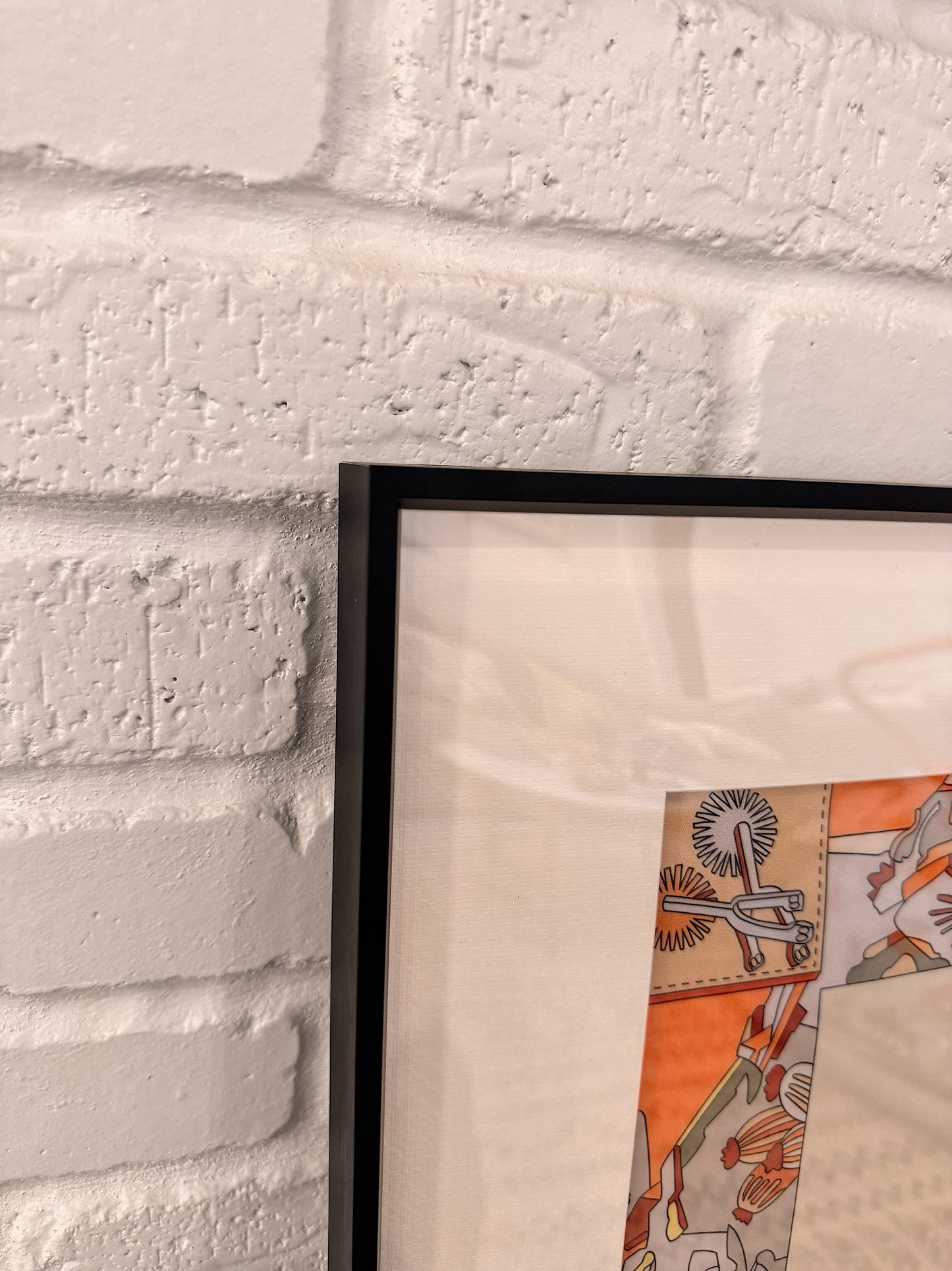 Silk Scarf Frame|Scarf Frame 90|Hermes Scarf Display Wall Frame for Scarf| Frame an Hermes Scarf with Couture Patterned Matting in Matte Black - Elysian Frame