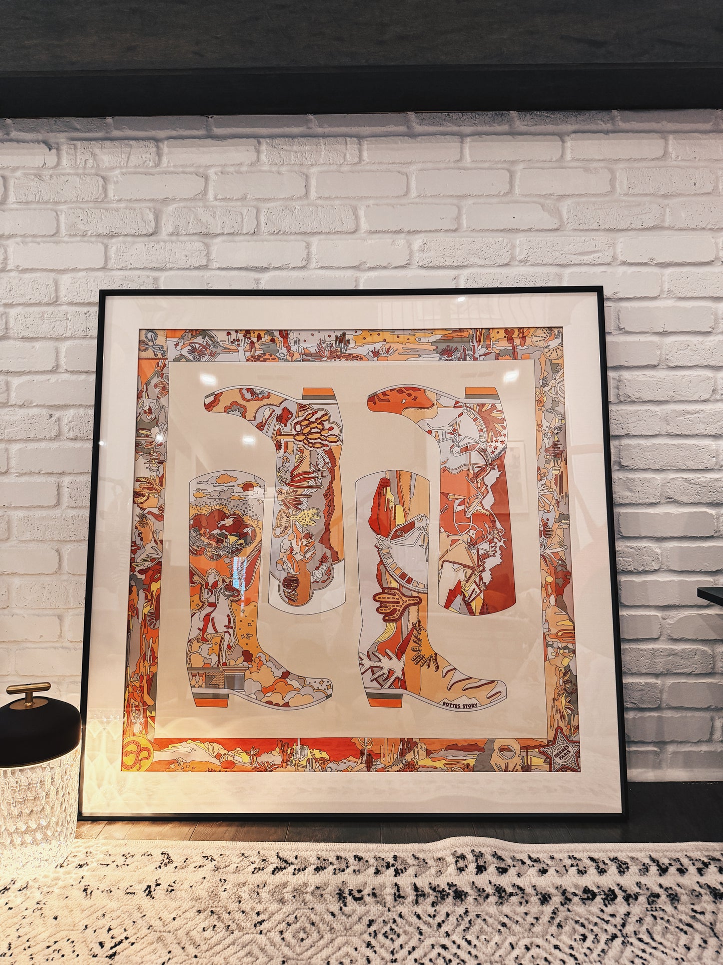 Silk Scarf Frame|Scarf Frame 90|Hermes Scarf Display Wall Frame for Scarf| Frame an Hermes Scarf with Couture Patterned Matting in Matte Black - Elysian Frame