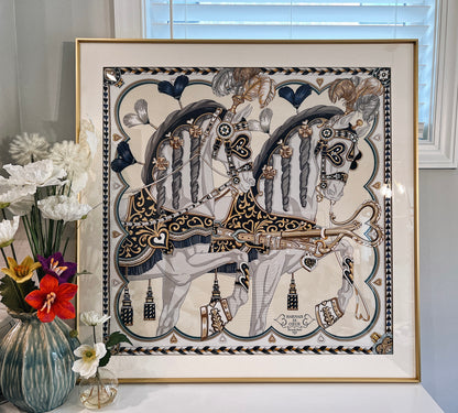 100 X 100 cm Signature Scarf Frame with Couture Pattern Matting - Light Gold (Soleil Royale)