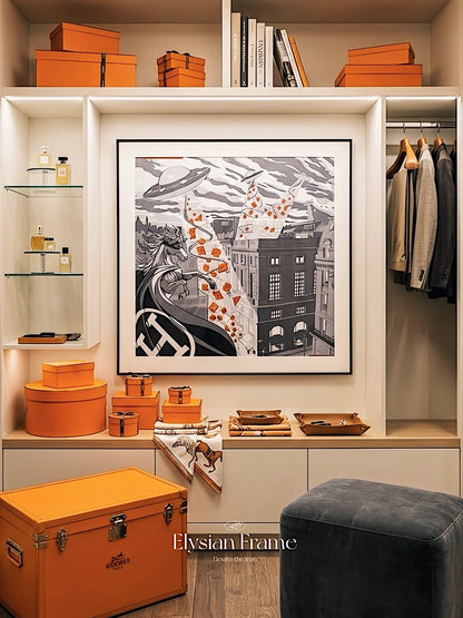 Silk Scarf Frame 90 by My Store in Midnight Noir matte black, showcasing a sleek, modern design for displaying silk scarves.