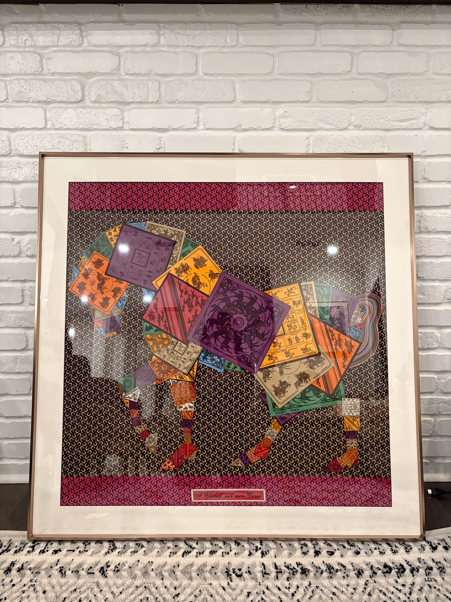 100 X 100 cm Signature Scarf Frame with Couture Pattern Matting - Purple Gold (Aurum Amethyste)