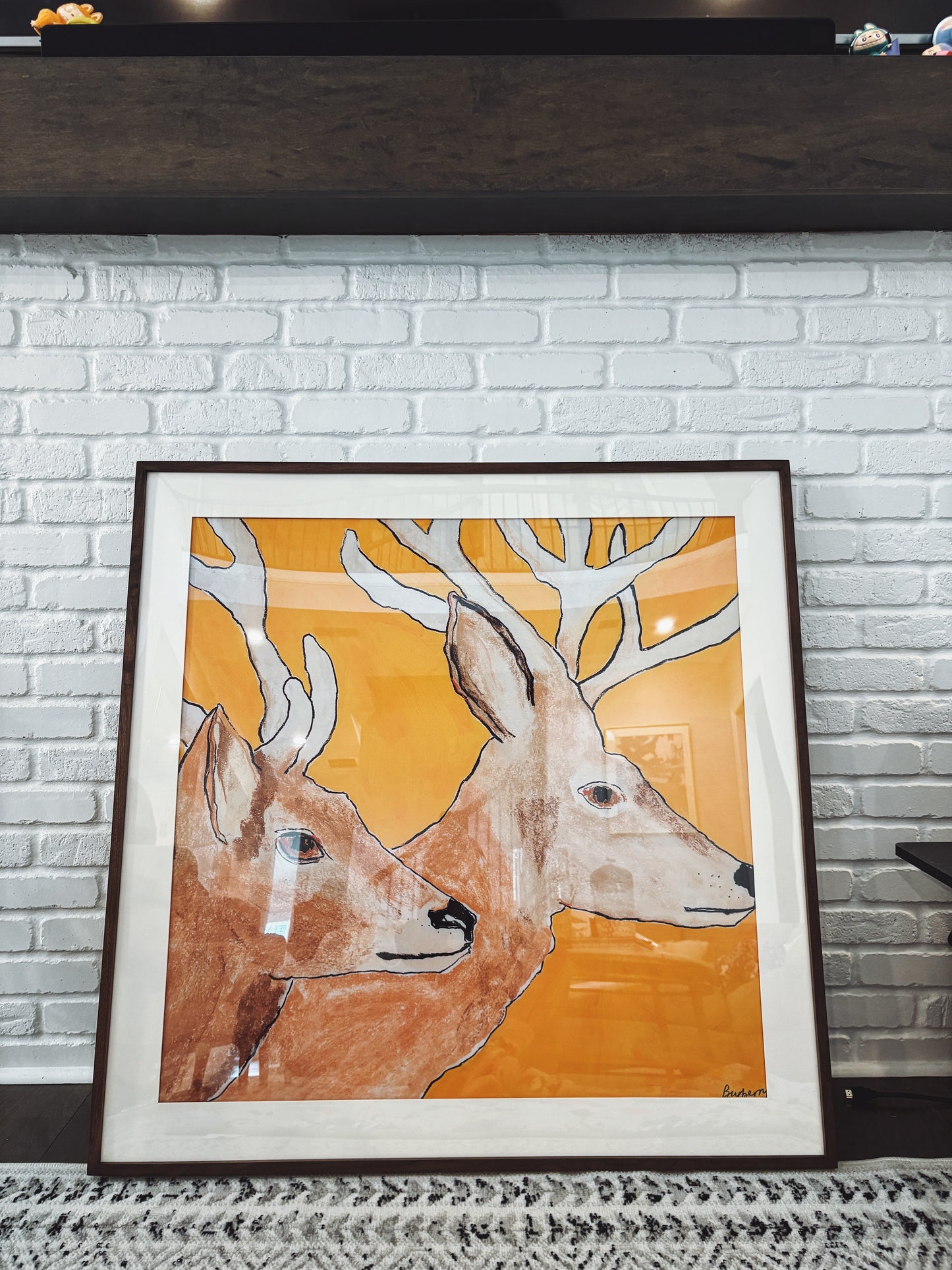 100 X 100 cm Signature Scarf Frame with Couture Pattern Matting - Wood (Monarch Walnut)