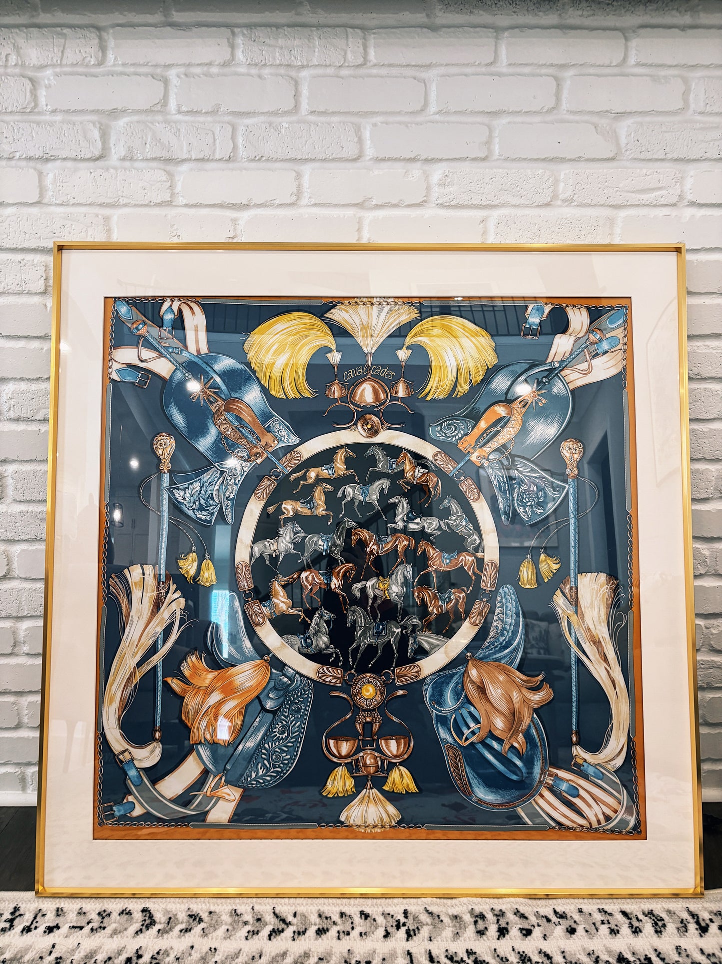 100 X 100 cm Signature Scarf Frame with Couture Pattern Matting - Rose Gold (Rose Imperiale)