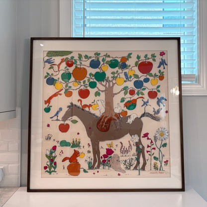 100 X 100 cm Signature Scarf Frame with Couture Pattern Matting - Wood (Monarch Walnut)