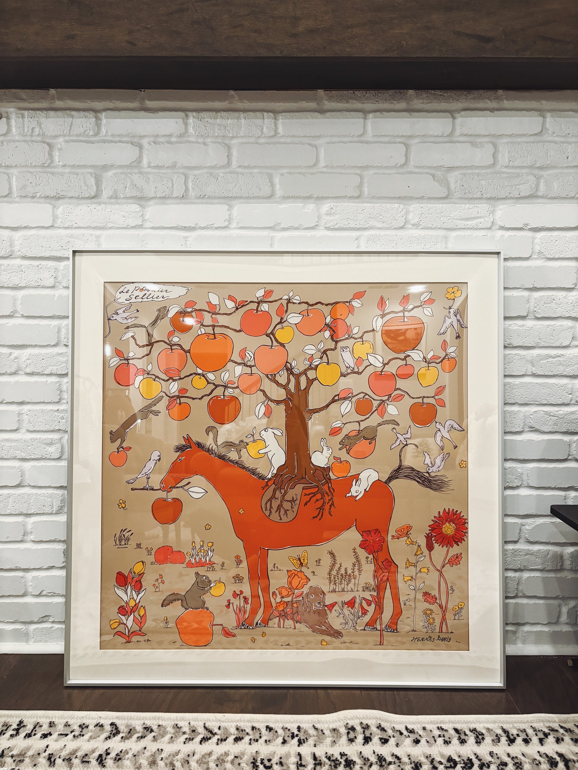 Silk Scarf Frame|Scarf Frame 90|Hermes Scarf Display Wall Frame for Scarf|Frame an Hermes Scarf with Couture Patterned Matting in Sliver (Argent Lumiere) - Elysian Frame