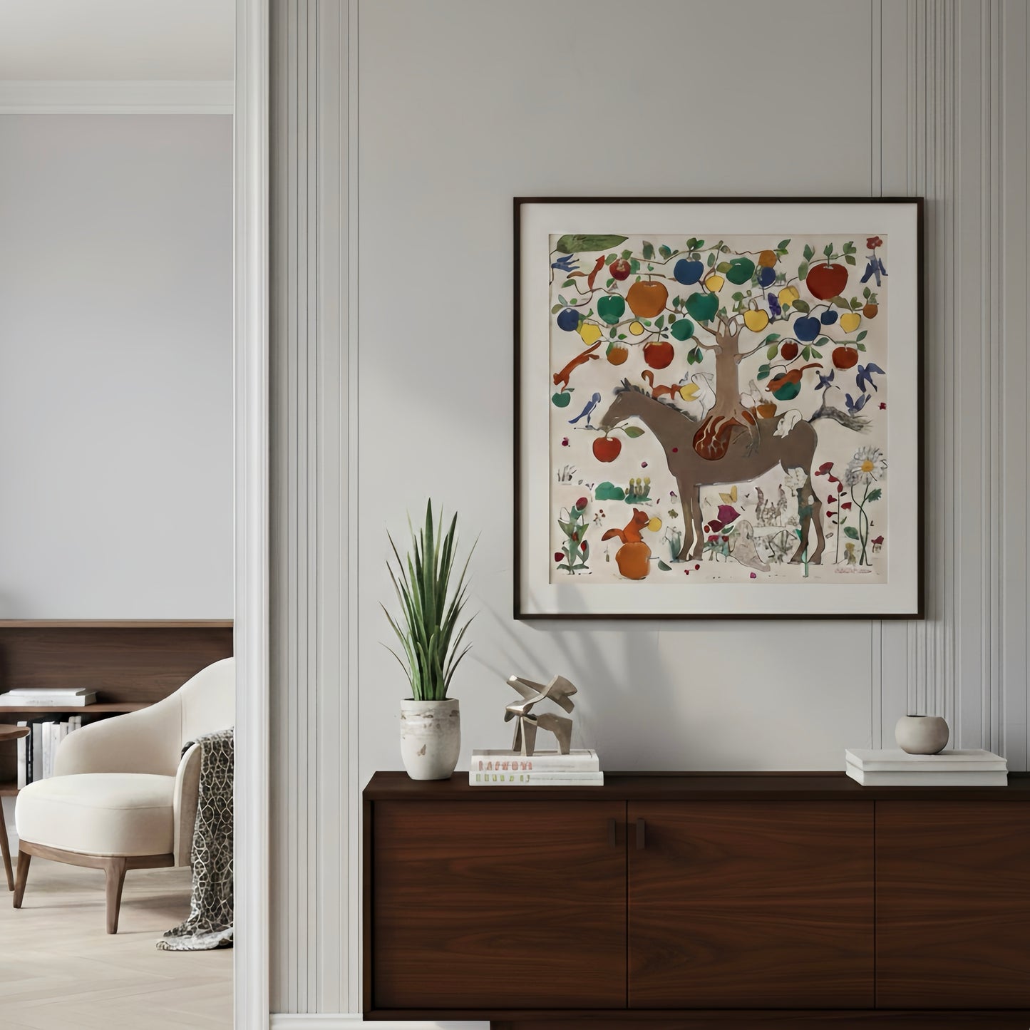 Silk Scarf Frame|Scarf Frame 90|Hermes Scarf Display Wall Frame for Scarf|Frame an Hermes Scarf|with Couture Patterned Matting in Dark Walnut (Monarch Walnut) - Elysian Frame