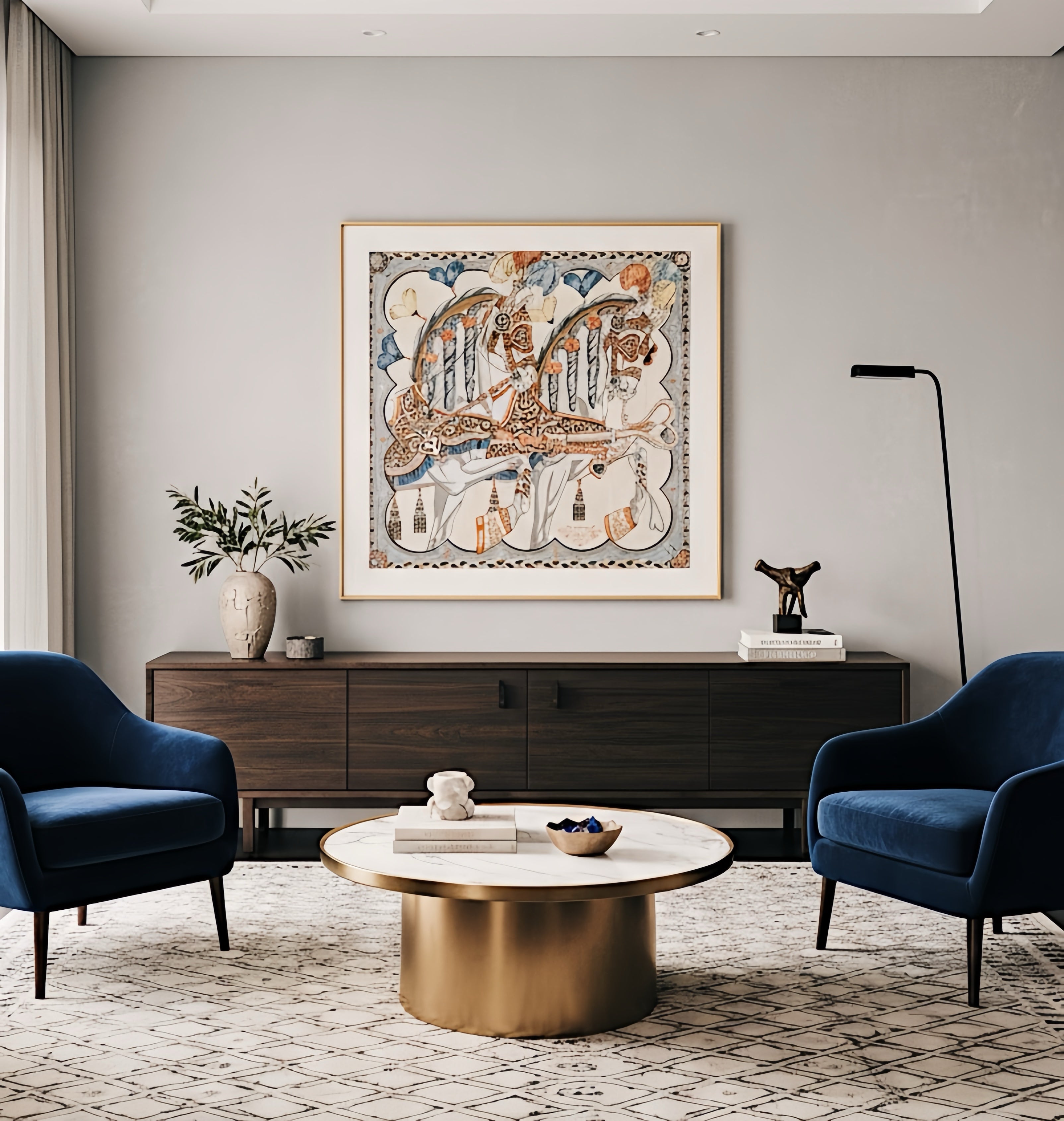 Silk Scarf Frame 90 | Luxury Hermes Scarf Wall Display with Dark Walnut Couture Matting (Monarch Walnut) by Elysian Frame