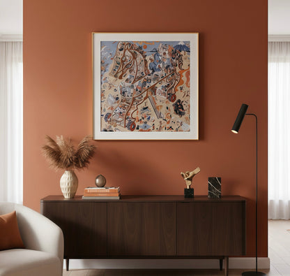 Silk Scarf Frame|Scarf Frame 90|Hermes Scarf Display Wall Frame for Scarf|Frame an Hermes Scarf with Couture Patterned Matting in Rose Gold (Rose Imperiale) - Elysian Frame