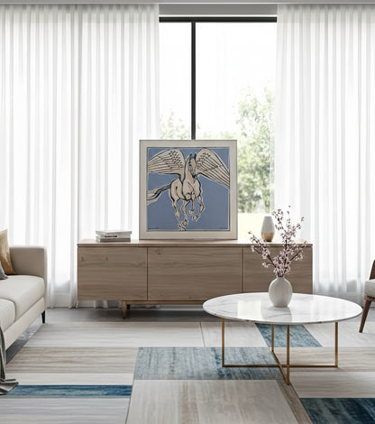 Silk Scarf Frame|Scarf Frame 90|Hermes Scarf Display Wall Frame for Scarf|Frame an Hermes Scarf with Couture Patterned Matting in Sliver (Argent Lumiere) - Elysian Frame