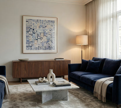 Silk Scarf Frame|Scarf Frame 90|Hermes Scarf Display Wall Frame for Scarf| Frame an Hermes Scarf|with Couture Patterned Matting in Purple Gold (Aurum Amethyste) - Elysian Frame