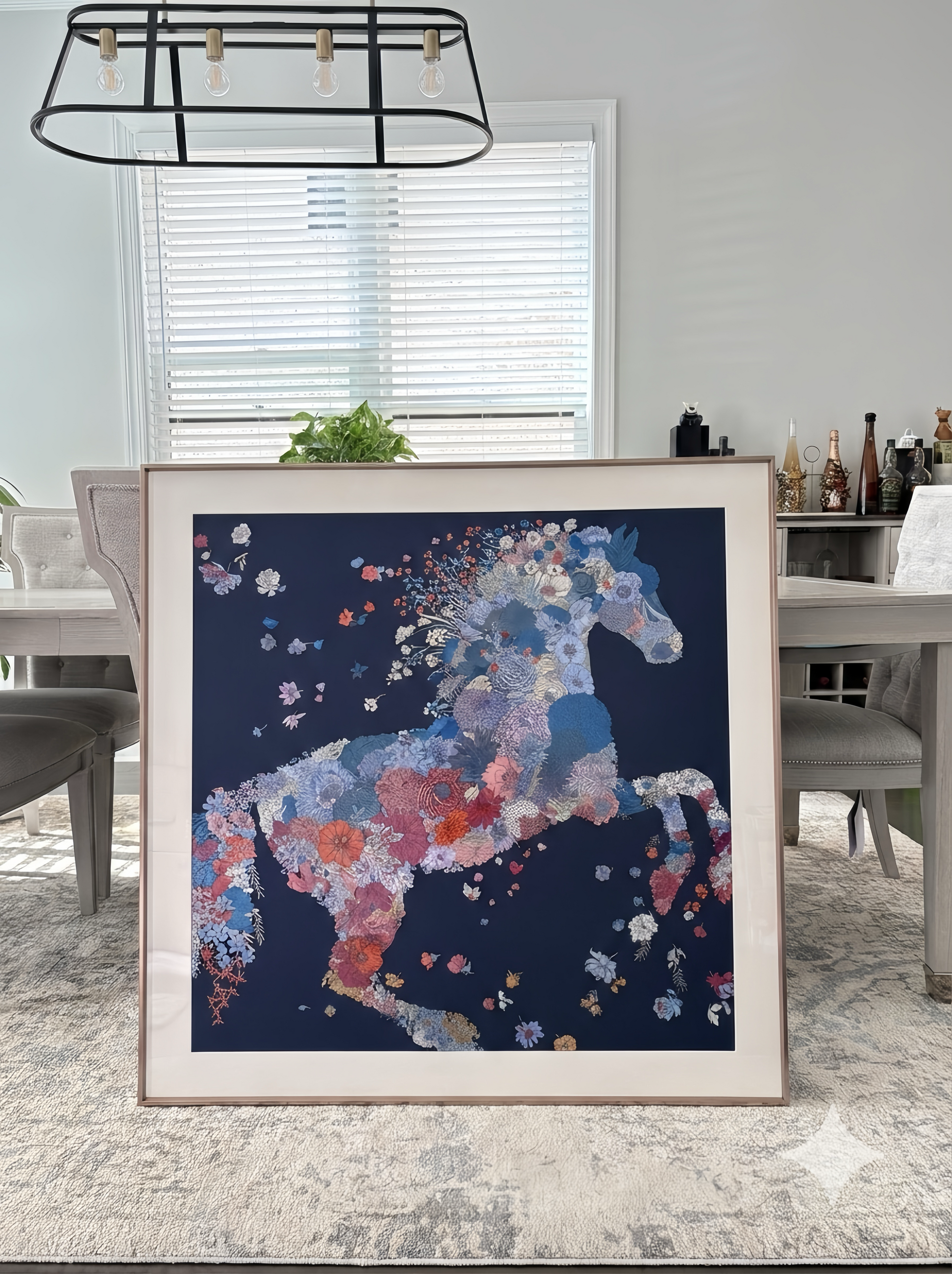 Silk Scarf Frame | Scarf Frame 90 | Display Wall Frame for Scarf 90 | Frame an Hermes Scarf | Luxury Scarf Frame | Scarf Frame with Couture Patterned Matting in Purple Gold (Aurum Amethyste) - Elysian Frame