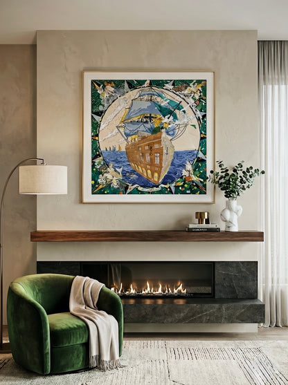 Silk Scarf Frame | Scarf Frame 90 | Display Wall Frame for Scarf 90 | Frame an Hermes Scarf | Luxury Scarf Frame | Scarf Frame with Couture Patterned Matting in Gold (Soleil Royale) - Elysian Frame