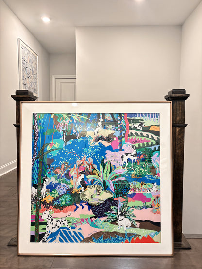 Silk Scarf Frame | Scarf Frame 90 | Display Wall Frame for Scarf 90 | Frame an Hermes Scarf | Luxury Scarf Frame | Scarf Frame with Couture Patterned Matting in Purple Gold (Aurum Amethyste) - Elysian Frame