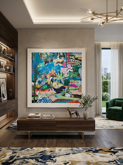 Silk Scarf Frame | Scarf Frame 90 | Display Wall Frame for Scarf 90 | Frame an Hermes Scarf | Luxury Scarf Frame | Scarf Frame with Couture Patterned Matting in Purple Gold (Aurum Amethyste) - Elysian Frame