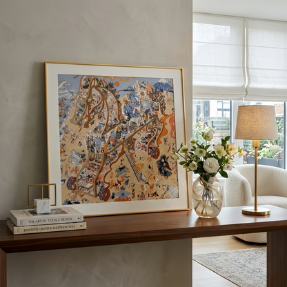 Silk Scarf Frame | Scarf Frame 90 | Display Wall Frame for Scarf 90 | Frame an Hermes Scarf | Luxury Scarf Frame | Scarf Frame with Couture Patterned Matting in Rose Gold (Rose Imperiale) - Elysian Frame