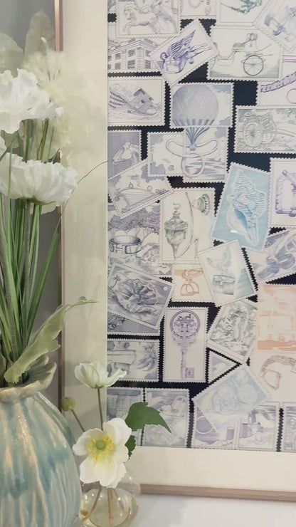 100 X 100 cm Signature Scarf Frame with Couture Pattern Matting - Purple Gold (Aurum Amethyste)